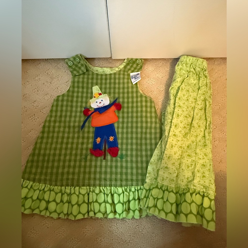 The Bailey Boy’s Green Gingham Scarecrow Dress and Pants Set